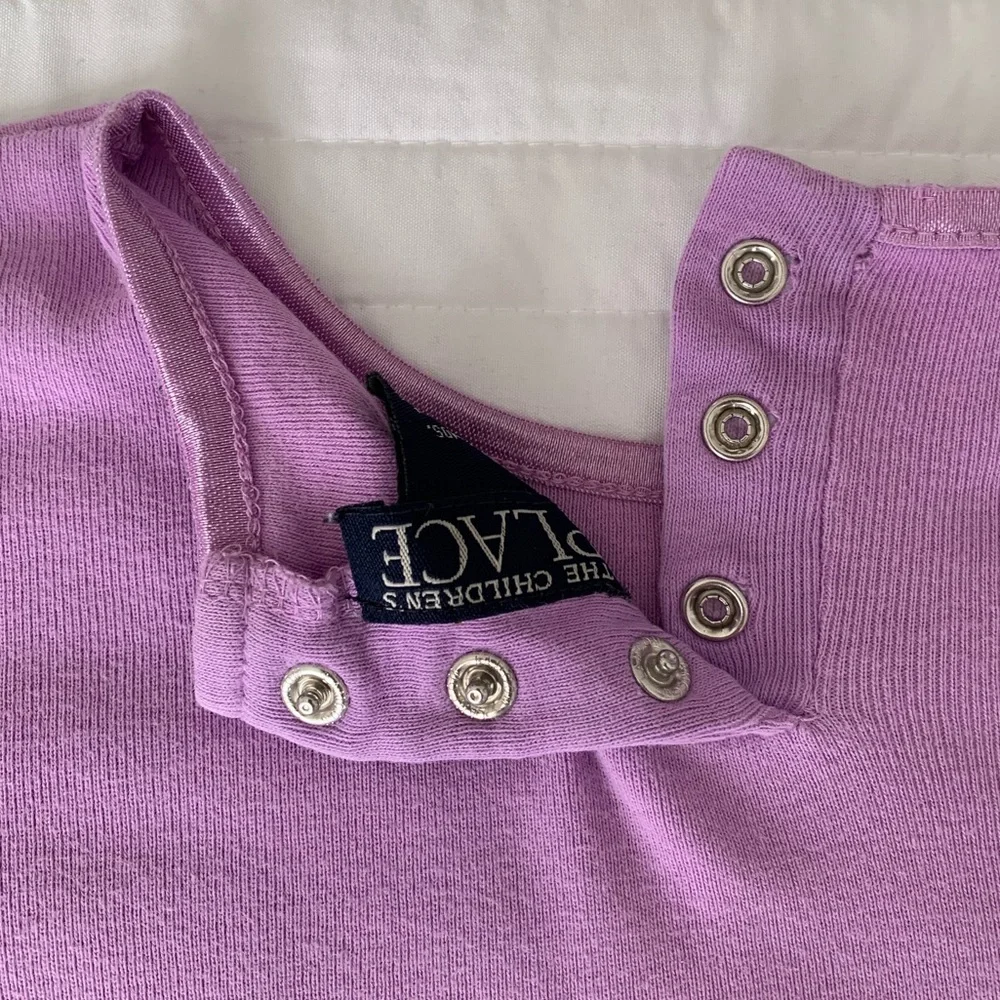 VTG Children’s Place Shirt Toddler Girls 24M Purple Butterfly Long Sleeves Snaps